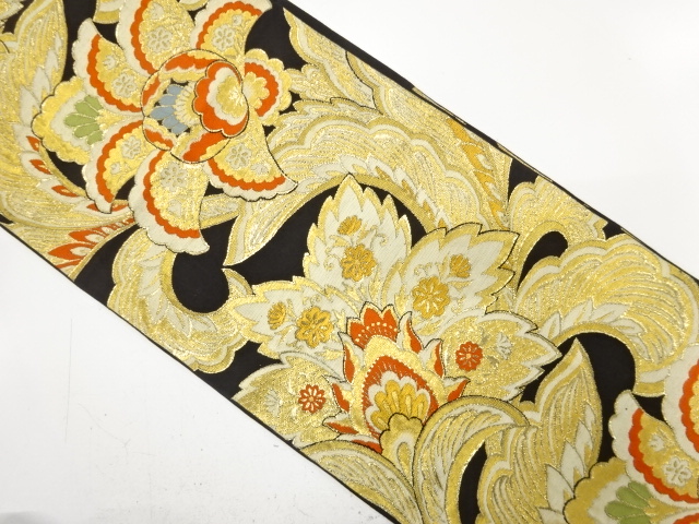 JAPANESE KIMONO / ANTIQUE FUKURO OBI / SILK / WOVEN CHINESE FLOWERS